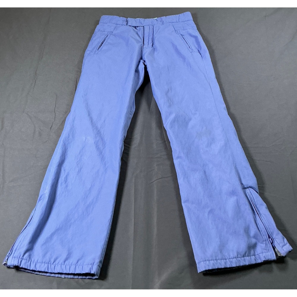 Gap Factory Blue Nylon Jersey Lined Pants Zip Ankle Women Size 10 Athleisure